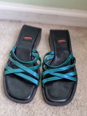 Aerosoles Vintage Strappy Teal Slides